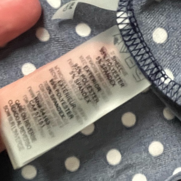 NWT Calvin Klein Navy Blue White Polka Dot Sleeveless Blouse Top - Picture 6 of 6